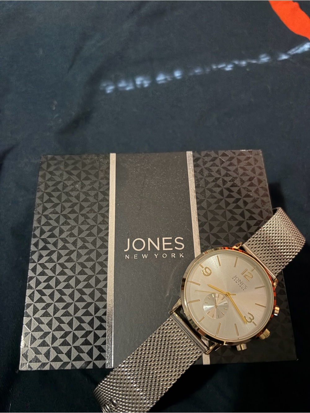 Jones New York Two-Tone Silver Mesh and Gold Accent Women's Watch
